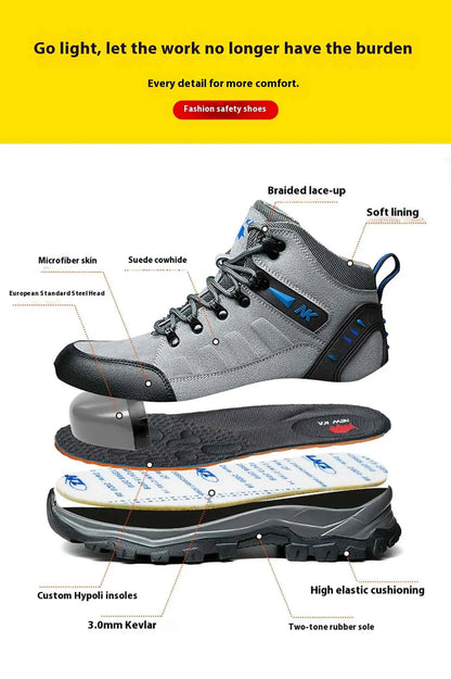 Los nuevos zapatos de protección laboral son anti-aplastamiento y anti-perforación, calzado cómodo y resistente para hombre, para otoño e invierno, ideal para la construcción.