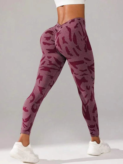 Leggings de nailon para gimnasio, yoga, espalda en V, efecto push-up en glúteos, ciclismo, fitness, ropa deportiva para entrenamiento.