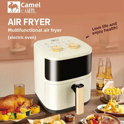 Freidora de aire Camel de gran capacidad, automática, sin humo, para uso doméstico, eléctrica, sin aceite