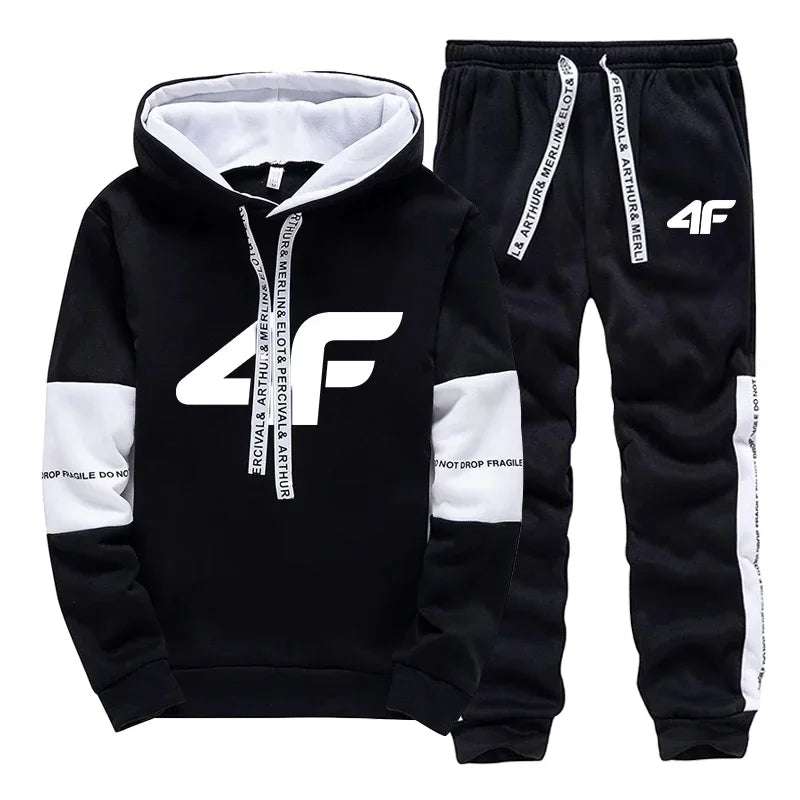 Chándal deportivo de gran oferta para hombre, con capucha, manga larga, informal, de una sola pieza, sudadera y pantalones deportivos de uso diario, cómodo para correr al aire libre.