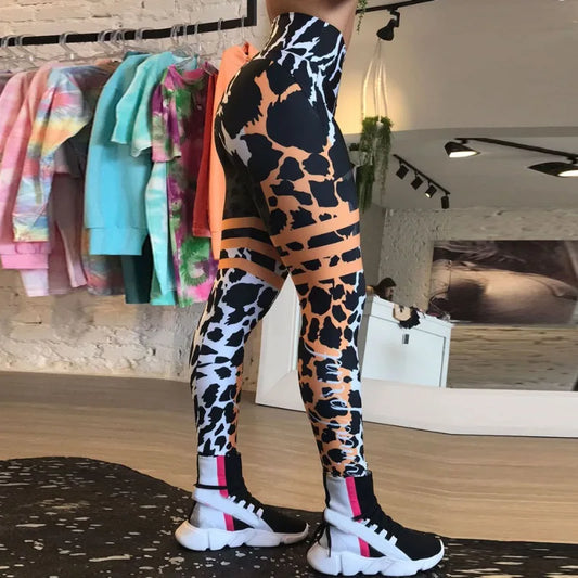 Pantalones de mujer con estampado 3D de rayas de leopardo, leggings deportivos push up para correr, pantalones ajustados, pantalones casuales para mujer, leggings de fitness para mujer