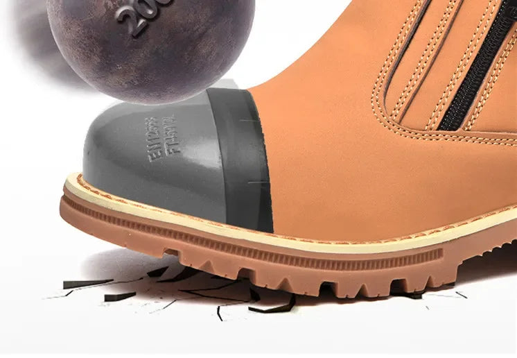 Zapatos de trabajo para hombre 2025, zapatos de seguridad impermeables, botas de cuero anti chispas, zapatos de soldador anti perforaciones y antideslizantes.