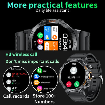 Nuevo reloj inteligente militar para hombre, pantalla AMOLED HD de 360*360, resistente al agua, con linterna LED, deportivo, para Android e iOS.