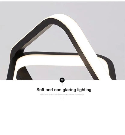 Lámpara de techo LED moderna de 2 anillos con diseño creativo. Ideal para interiores: pasillo, balcón, oficina.