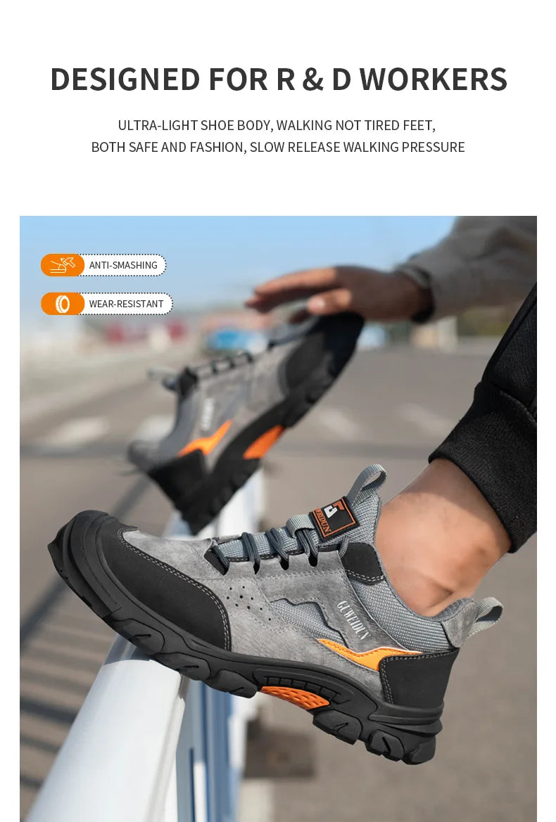 Zapatos de seguridad para hombre con puntera de plástico, ligeros, cómodos y resistentes a pinchazos. Botas de trabajo modernas e indestructibles.