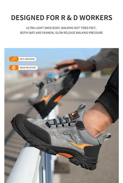 Zapatos de seguridad para hombre con puntera de plástico, ligeros, cómodos y resistentes a pinchazos. Botas de trabajo modernas e indestructibles.