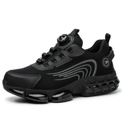 Zapatillas ligeras y transpirables con punta de acero para hombre, calzado de seguridad con protección antigolpes y antiperforación, con botones giratorios.