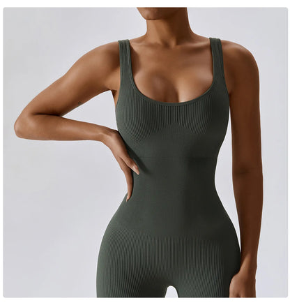 Traje de yoga de una pieza sin costuras de primavera, conjunto de entrenamiento de fitness para danza y tonificación abdominal, mono elástico, ropa deportiva de gimnasio con efecto push up
