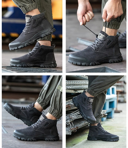 Zapatos de seguridad para hombre, antiperforación, indestructibles, zapatos de trabajo de moda, zapatos de trabajo para exteriores, botas con puntera de acero.