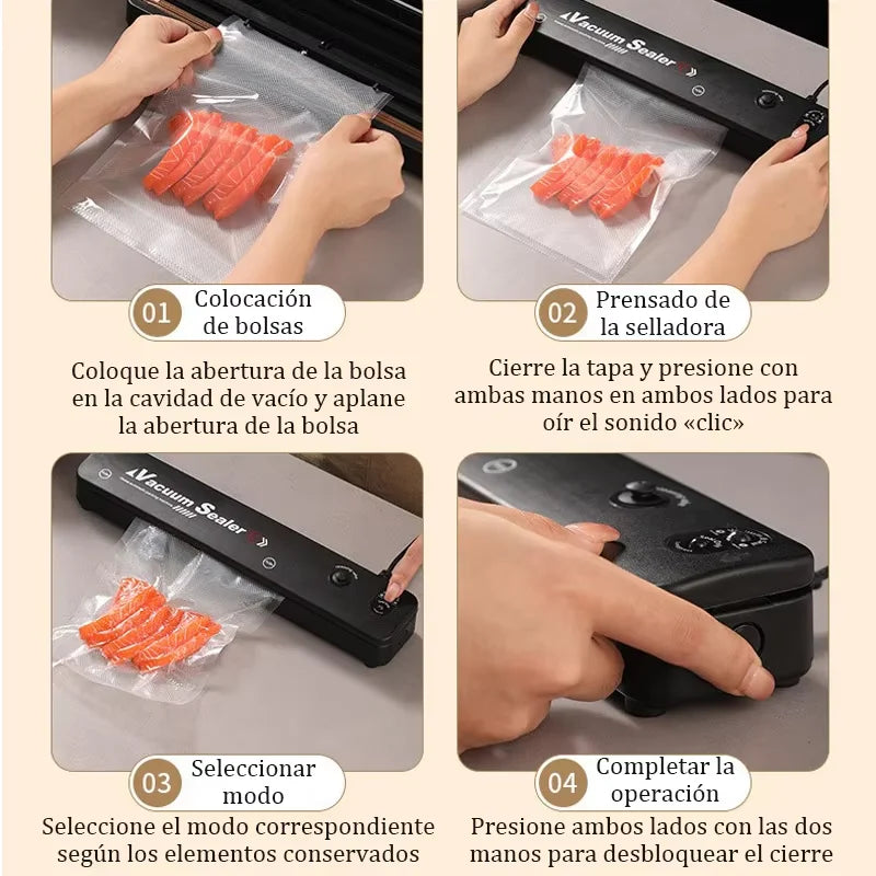 NUEVA máquina envasadora al vacío eléctrica de 220 V/110 V, con conexión para bolsa de vacío, máquina selladora al vacío para alimentos frescos de uso doméstico, color negro