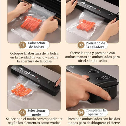 NUEVA máquina envasadora al vacío eléctrica de 220 V/110 V, con conexión para bolsa de vacío, máquina selladora al vacío para alimentos frescos de uso doméstico, color negro