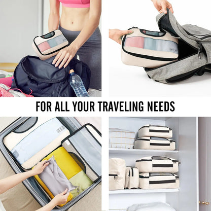 Conjunto de 8 bolsas de viaje de alta calidad, impermeables, organizadoras de equipaje, separadoras de ropa y cubos de embalaje portátiles.