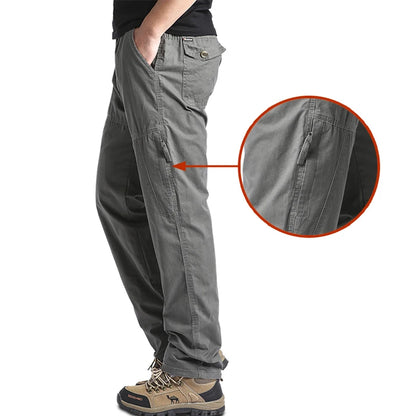 Pantalones cargo de algodón de alta calidad para hombre, pantalones tácticos informales con múltiples bolsillos para primavera y otoño, para acampar al aire libre, senderismo y trabajo.