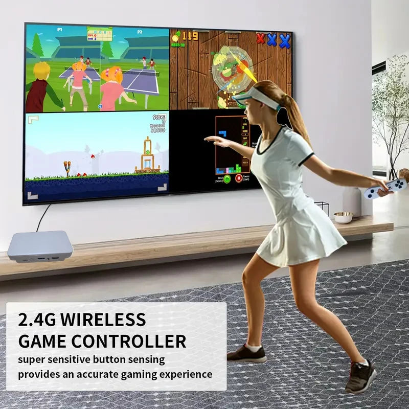 Consola de juegos (con más de 900 juegos), consola de videojuegos retro para televisores para niños y adultos, cartucho de juego (con juegos de AR Gun), 2 manos
