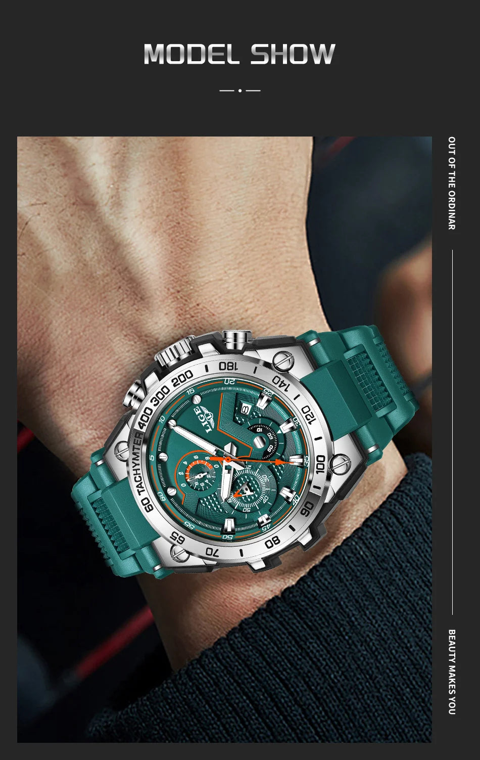 Reloj LIGE para hombre, multifunción, correa de silicona, resistente al agua, luminoso, calendario, moda, deportivo, cuarzo.