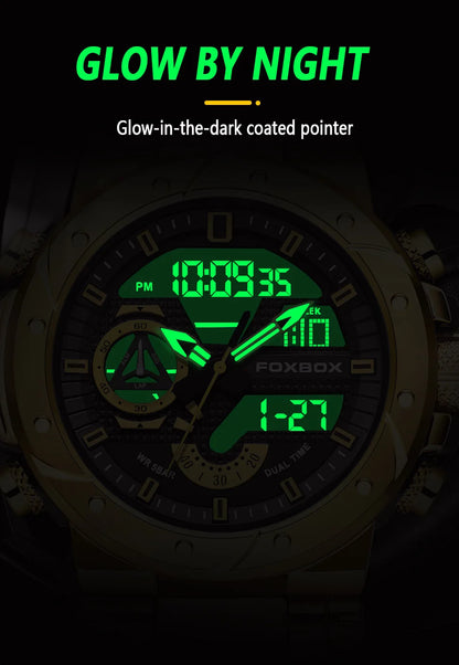 Reloj LIGE para hombre, correa de moda, deportivo, militar, calendario semanal, relojes de cuarzo, LED, pantalla dual, cronógrafo, relojes digitales para hombre