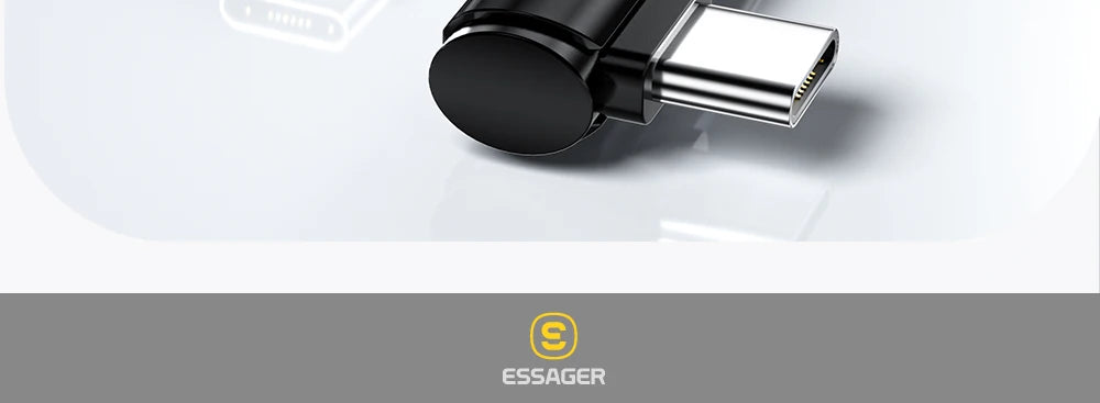 Cable USB tipo C a USB tipo C Essager de 100 W con ángulo de 90 grados para iPad, MacBook Pro, Xiaomi, Samsung y Huawei, carga rápida tipo C.