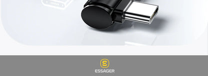 Cable USB tipo C a USB tipo C Essager de 100 W con ángulo de 90 grados para iPad, MacBook Pro, Xiaomi, Samsung y Huawei, carga rápida tipo C.