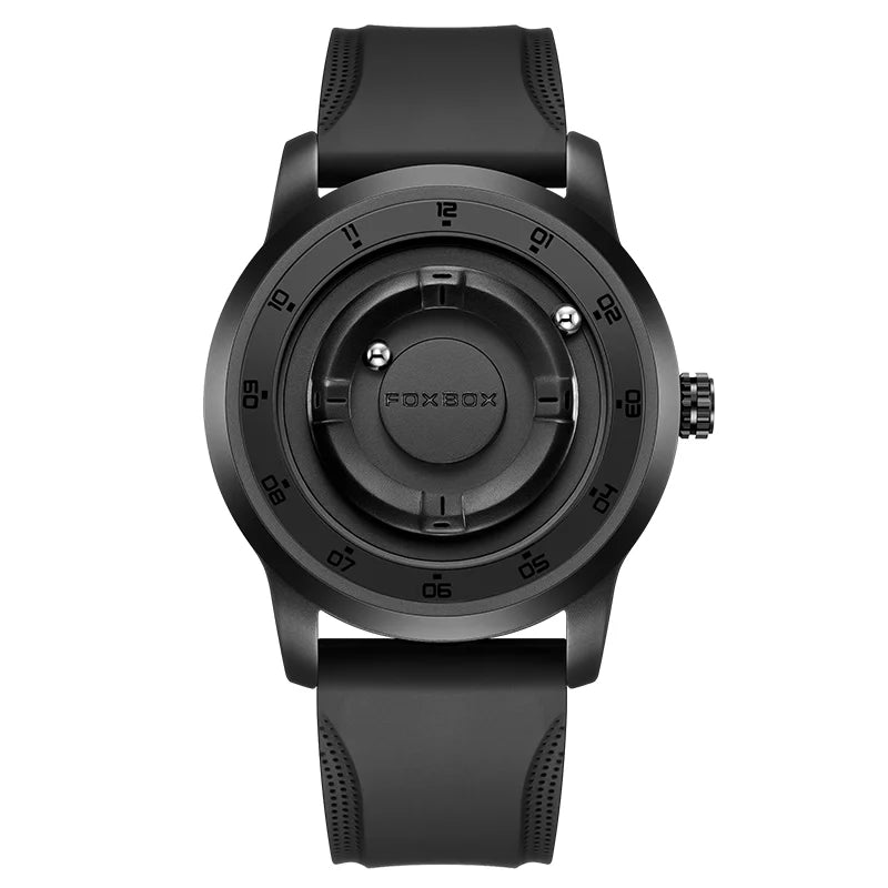 Reloj de pulsera de cuarzo para hombre FOXBOX Fashion, verde, de silicona, resistente al agua, con puntero deslizante y fuerza magnética, para deportes al aire libre.