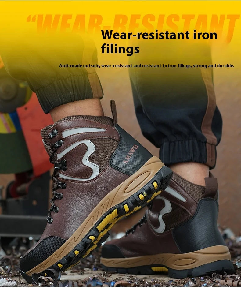 Zapatos de seguridad de caña alta para hombre, zapatos de trabajo con puntera de acero, botas de seguridad para hombre y mujer, botas de trabajo antideslizantes, impermeables e indestructibles.