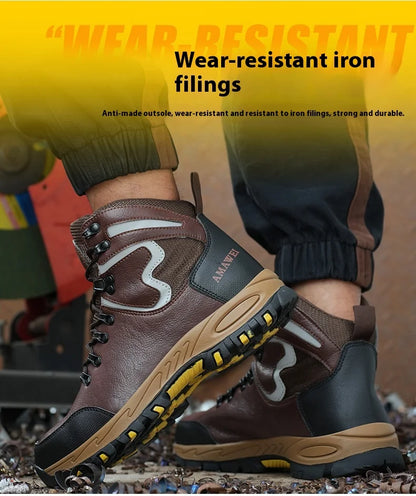 Zapatos de seguridad de caña alta para hombre, zapatos de trabajo con puntera de acero, botas de seguridad para hombre y mujer, botas de trabajo antideslizantes, impermeables e indestructibles.