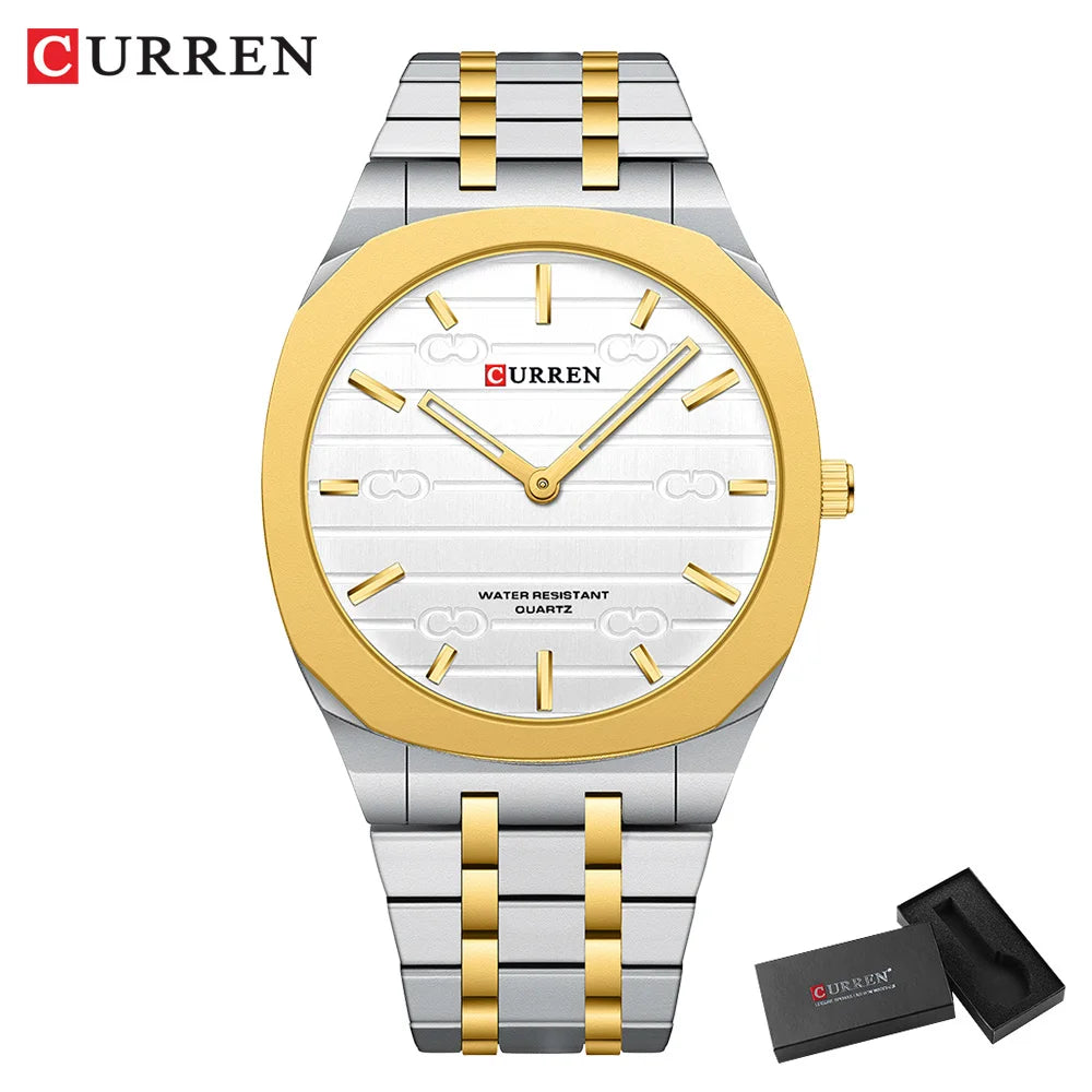 Reloj de cuarzo fino de la marca de moda CURREN, relojes de pulsera sencillos y personalizados con esfera de 38 mm resistente al agua