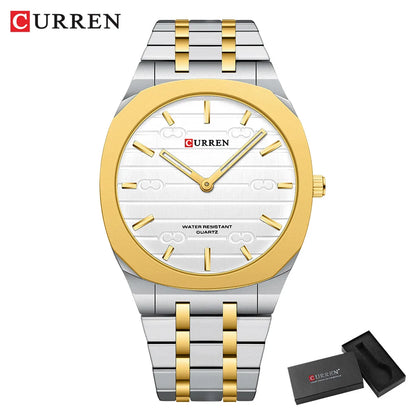 Reloj de cuarzo fino de la marca de moda CURREN, relojes de pulsera sencillos y personalizados con esfera de 38 mm resistente al agua