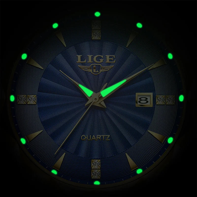Reloj de lujo LIGE para mujer, moderno, deportivo, para exteriores, luminoso, de cuarzo, con movimiento importado, resistente al agua, de acero inoxidable.