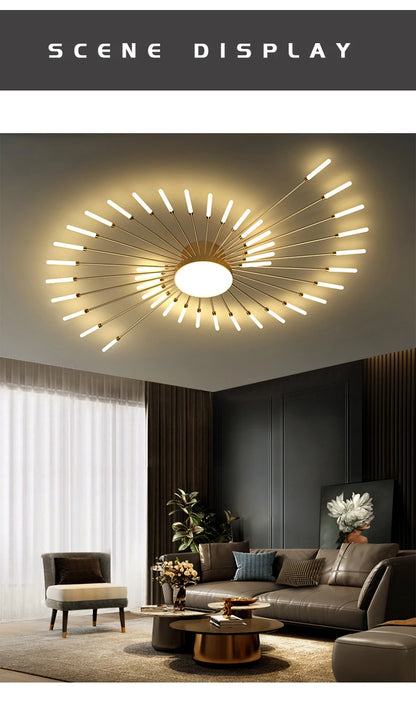 Lámparas de techo LED modernas con diseño de fuegos artificiales para sala de estar, comedor y dormitorio. Lámparas de techo brillantes.