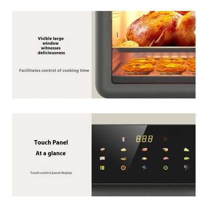 Freidora de aire con pantalla táctil de 80-200 °C, freidora eléctrica con temporizador de 0 a 60 minutos, freidora sin humo, ventana visible para descongelar, hornear y asar.