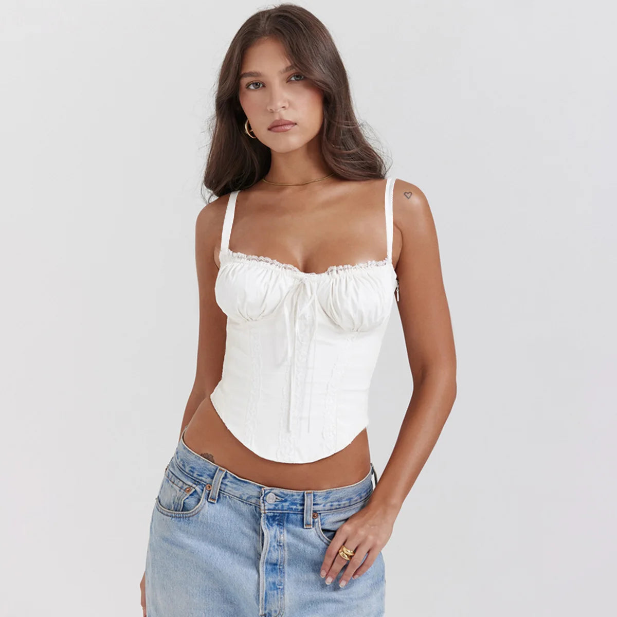 Sexy Lace Floral Corset Short Dress Elegant Women's White Yellow Sundress Female High Waist Mini Sun Dresses Summer 2025 New In