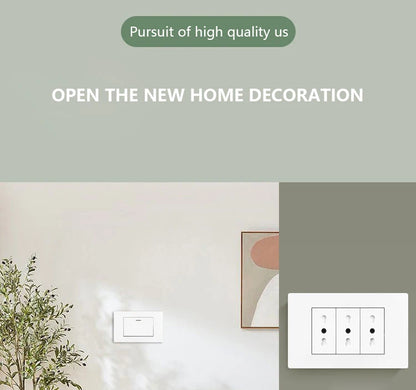 Enchufe de pared USB inteligente tipo C de 20 W con carga rápida para Italia, Chile y México; panel de interruptor de luz eléctrico de Brasil con toma USB-C universal.