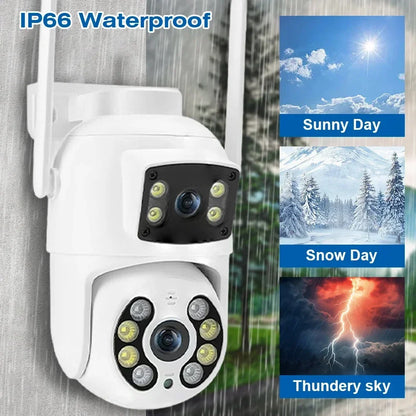 Cámara IP de seguridad CCTV TAITAS 8MP 4K PTZ Wifi con lente dual, pantalla dual, detección humana IA, inalámbrica, para exteriores, Ziicam