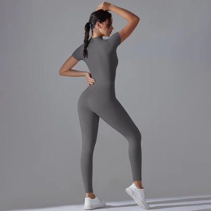 Women Zipper Bodysuits Fitness Sports Bodysuit Yoga Suit Breathable Quick Drying Sports Yoga Clothing Women Gym Push Up Workout