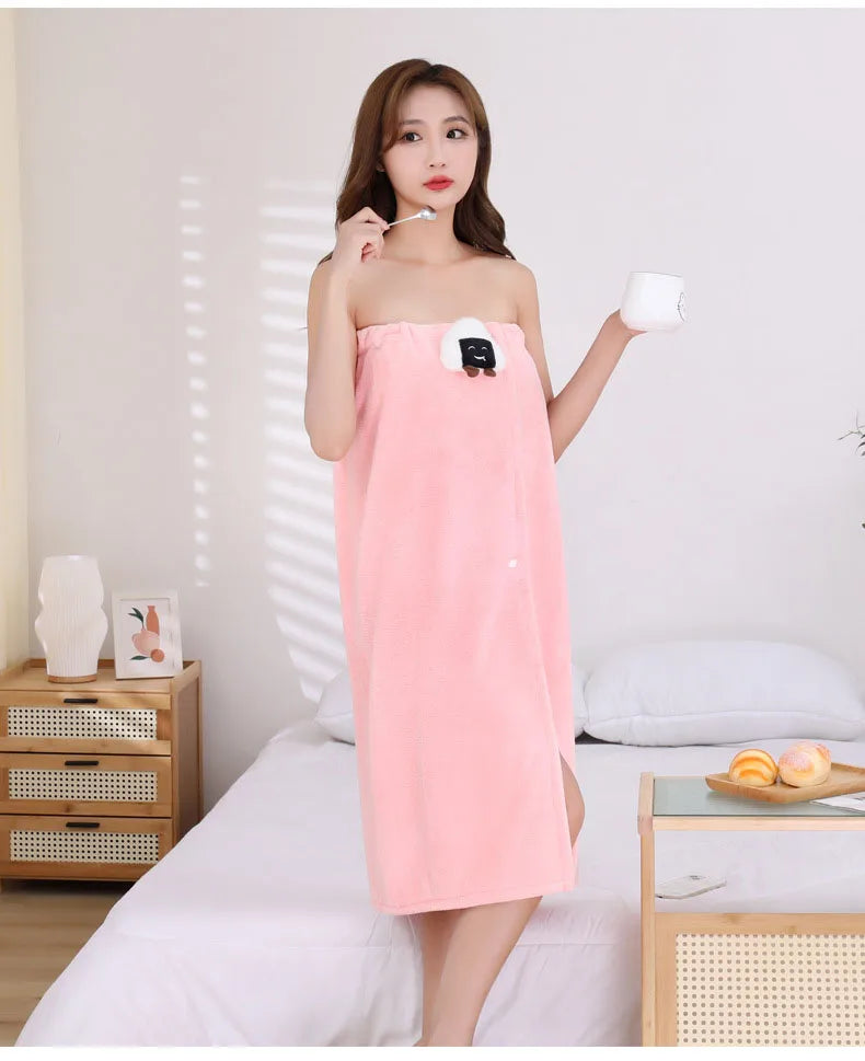 Toalla de baño para el hogar, para mujeres, usable, para adultos, absorbente de agua, de secado rápido, estilo largo, para baño, lavable, bata de baño, toallas sexys