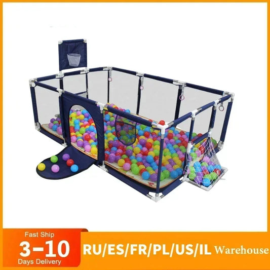 Parque infantil para bebés Corralito con tubos de acero gruesos, parque de juegos para niños, valla de actividades, caja de pelota, corralito