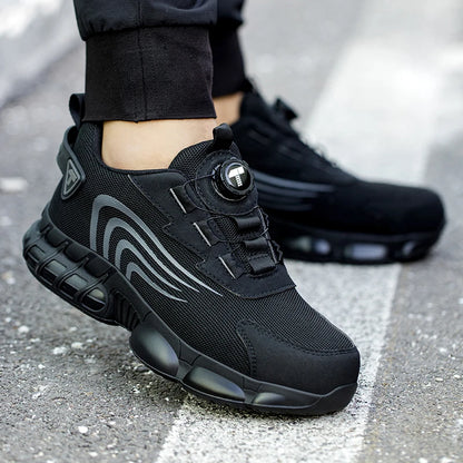 Zapatos de seguridad nuevos con botón giratorio para hombre, zapatos de trabajo antiimpacto y antiperforación, zapatos deportivos de moda para hombre y zapatos de seguridad profesionales.