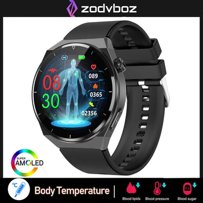 Reloj inteligente con tratamiento láser para hombres, dispositivo con ECG, PPG, frecuencia cardíaca, azúcar en sangre, monitor de salud, para Android e iOS, 2024