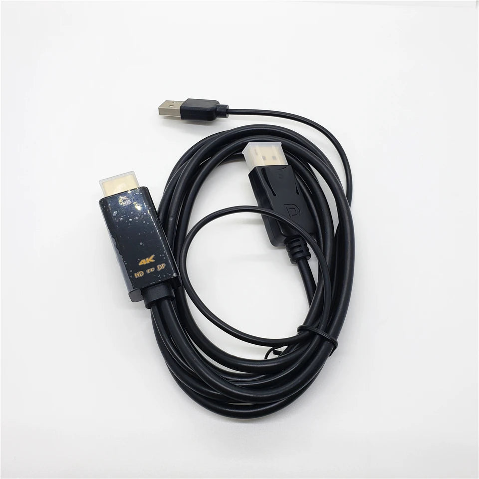 Cable HDMI a DP de 1,8 m (4K, 60 Hz), adaptador convertidor HDMI 2.0 a DisplayPort de 1,8 m (6 pies) con cable de alimentación USB para PS5, PS4 Pro, PC y portátil.