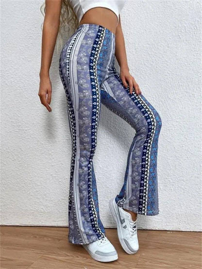 Bohemian Style Yoga Flared Pants High Waist Personalized and trendy street style Women's High Elasticity Fitness Gym Tights