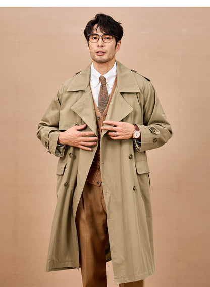 Gabardina larga negra y caqui de Mauroicardi para hombre, primavera/otoño, con hombreras, doble botonadura, estilo británico elegante, moda 2025