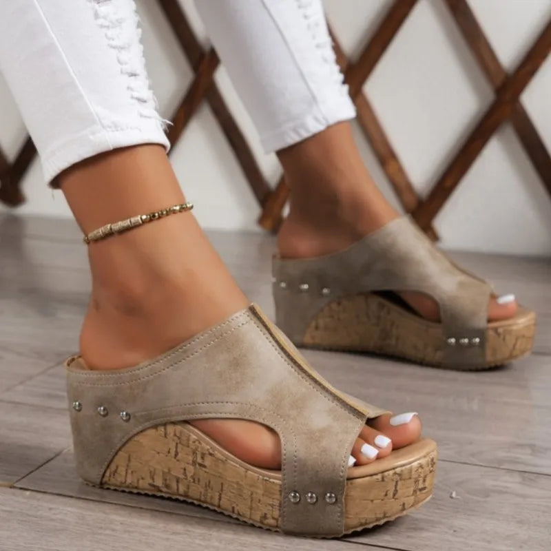 Sandalias de cuña para mujer, elegantes sandalias de verano, huaraches, zapatos de tacón para mujer.