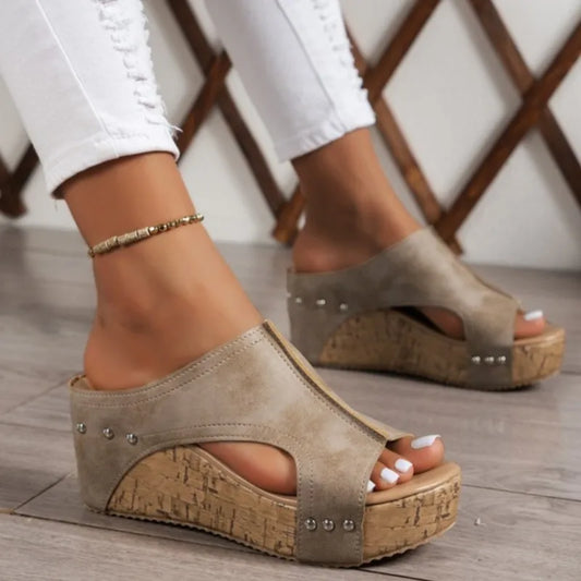 Sandalias de cuña para mujer, elegantes sandalias de verano, huaraches, zapatos de tacón para mujer.
