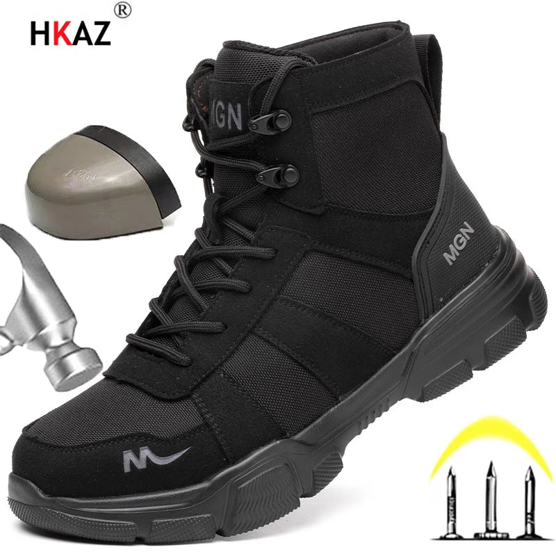Botas de seguridad indestructibles para hombre, botas militares para exteriores, botas de trabajo antiaplastamiento y antipinchazos, calzado industrial para hombre, botas desierto.