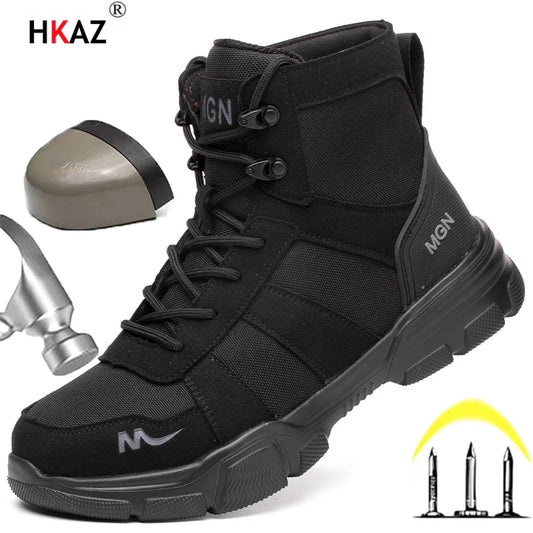Botas de seguridad indestructibles para hombre, botas militares para exteriores, botas de trabajo antiaplastamiento y antipinchazos, calzado industrial para hombre, botas desierto.