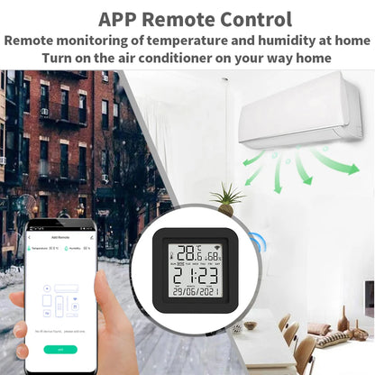 Control remoto universal infrarrojo inteligente Tuya con sensor de temperatura y humedad para aire acondicionado, TV, aire acondicionado, compatible con Alexa, Google Home y Yandex.