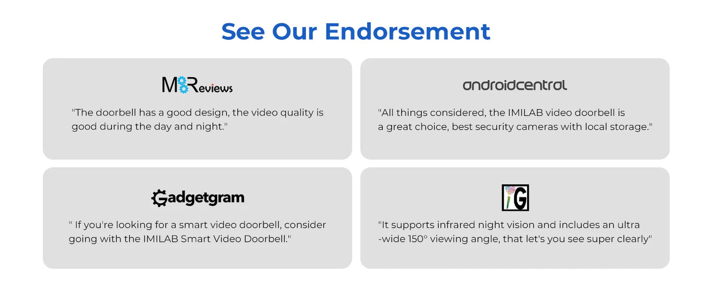 IMILAB Smart Home Video Doorbell Camera WiFi 2.5K Security Protection Human Detection Local Storag Instant Alert 5200mAh