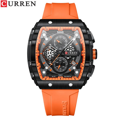 Relojes CURREN de primera marca para hombre, reloj de pulsera de cuarzo cuadrado de lujo, reloj cronógrafo luminoso resistente al agua para hombre, reloj con fecha