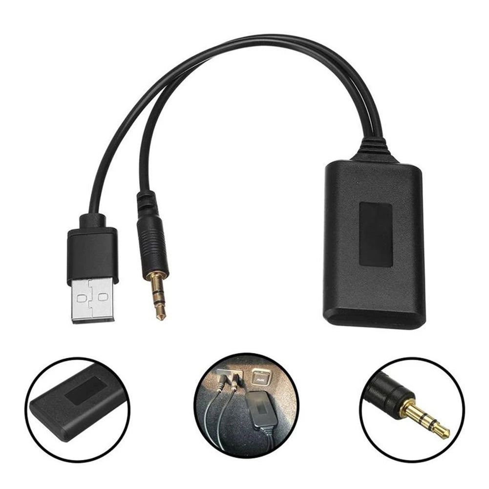 Adaptador de cable de radio compatible con Bluetooth Adaptador universal de receptor de audio y música compatible con Bluetooth Accesorios para automóviles