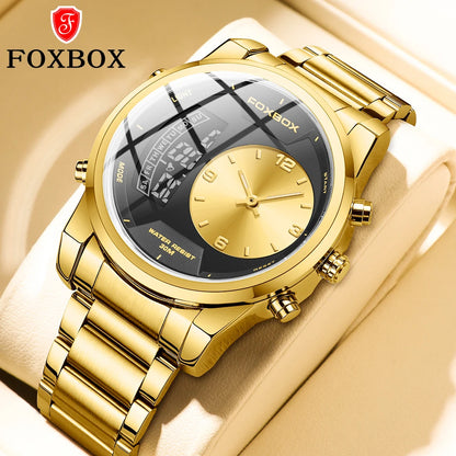 LIGE - Reloj digital de moda para hombre, deportivo, informal, resistente al agua, de cuarzo, cronógrafo de lujo, marca FOXBOX